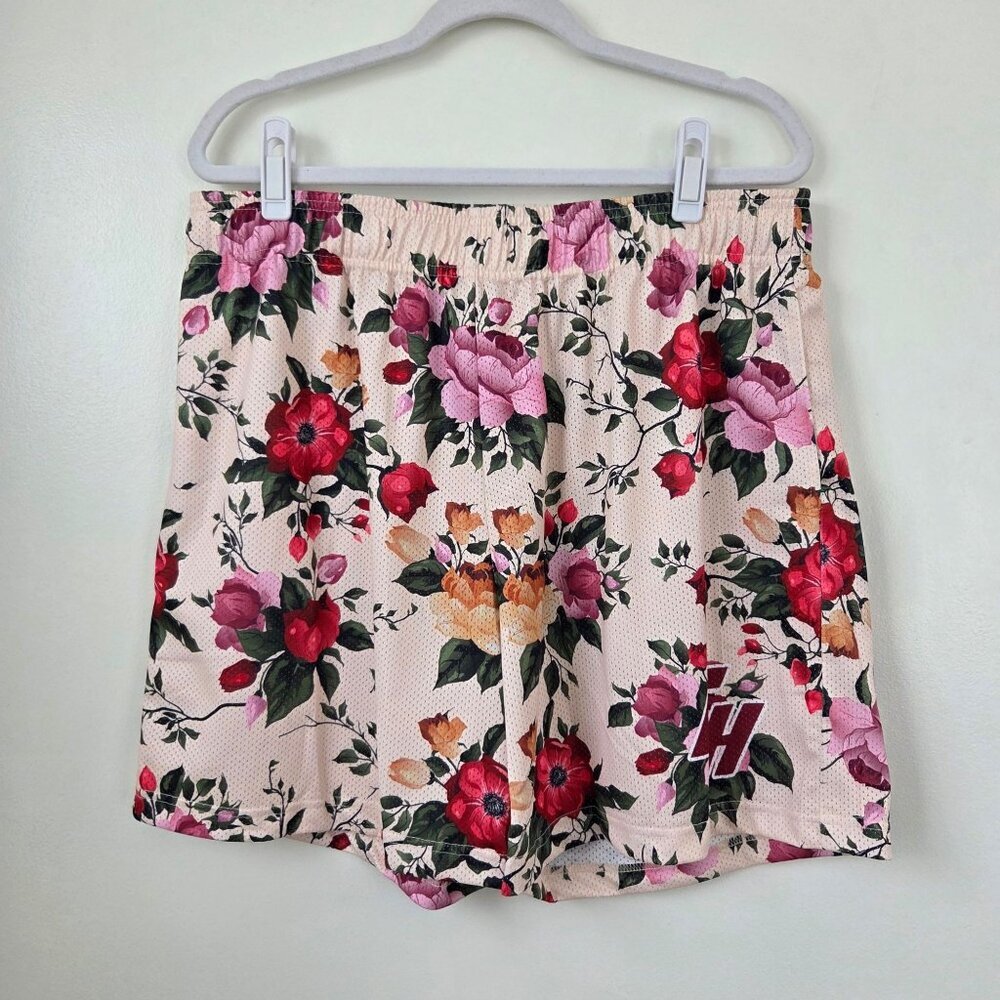 Common Hype Cream Floral Mesh Athletic Gym Shorts Mens Size XXL